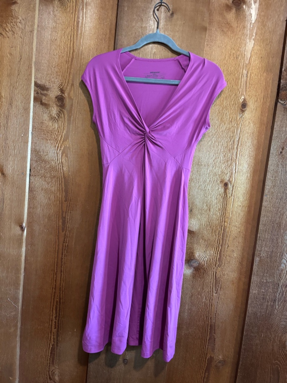 Patagonia Bandha Twist Front V-Neck A-Line Dress Magenta Pink S